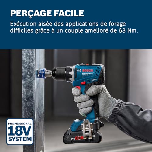 Bosch Professional Perceuse-visseuse sans fil 18V GSR 18V-65 (Moteur sans balais, 166 mm head length, sans batterie/char