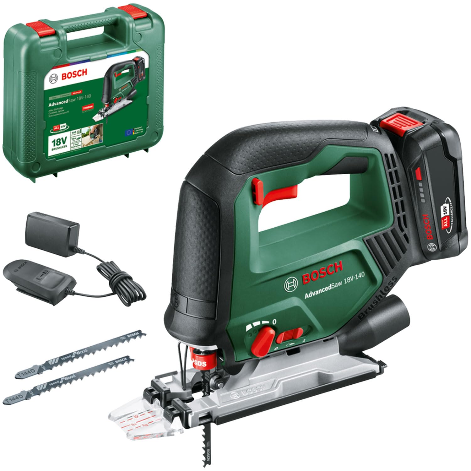 Bosch scie sauteuse sans fil AdvancedSaw 18V-140 | Fonction pendulaire & Coupes Fortes en Bois/acier/aluminium | Pour Pr